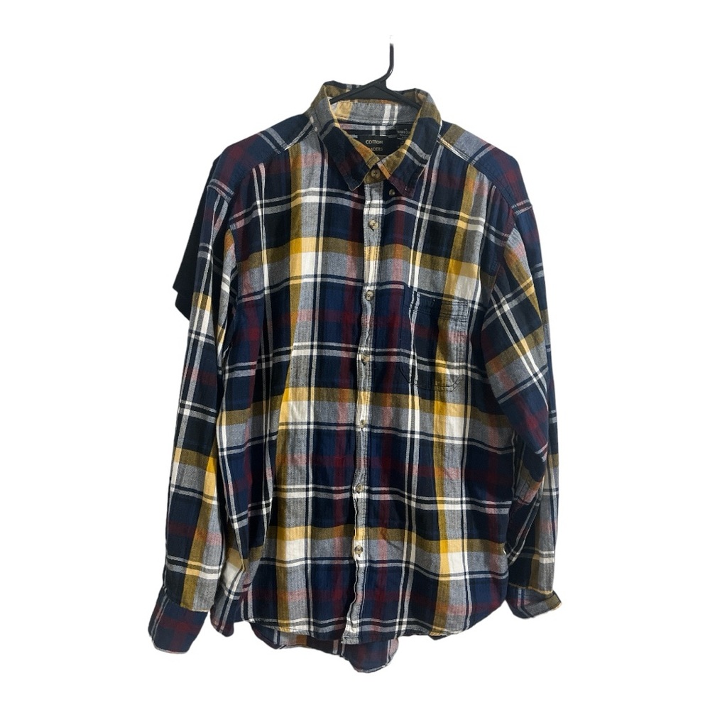 Cotton Traders Sport Mens Plaid Button Down Long Sleeve Pocket Shirt Size XL